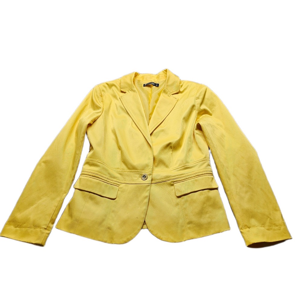 7th Avenue Design Studio‎ Blazer Jacket Womens 12 Yellow Lined Single Breasted